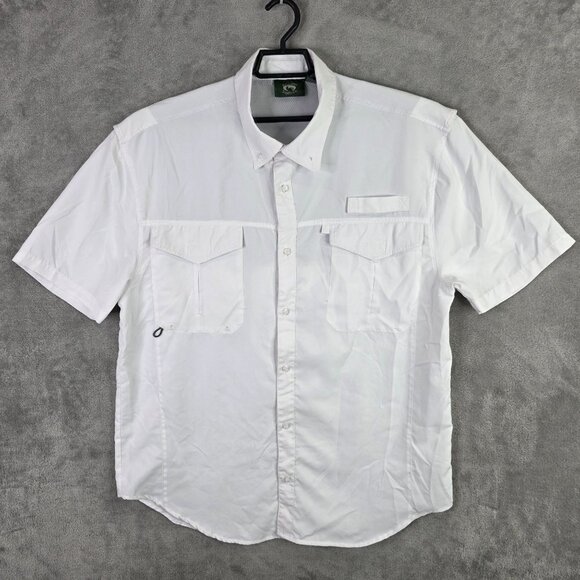 Mens Stillwater Supply Co White Fishing Shirt Vented Short Sleeve Button Up L - Picture 2 of 8
